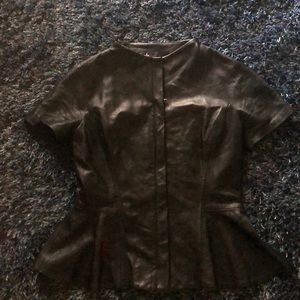 Black Leather Peplum Jacket